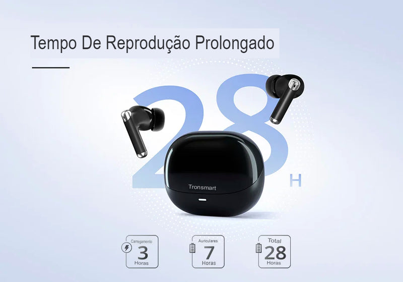 Fone de Ouvido TRONSMART com Bluetooth 5.3 - 28 Horas de Reprodução